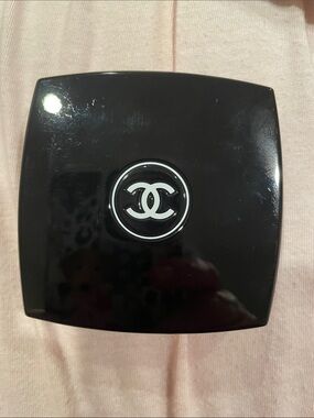 CHANEL Black Compact with White CC Emblem